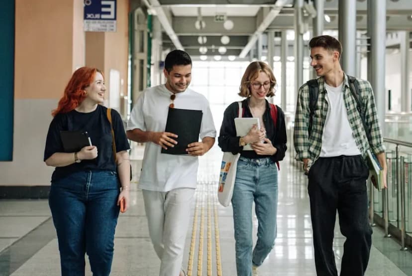 Students walking